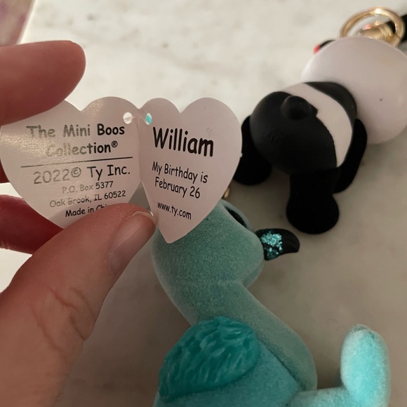 Ty Beanie Mini Boo William & Chi (flamingo & panda) Keychain Key Ring - both NWT - Picture 4 of 5
